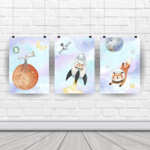 Plakater - Space Adventure - 3stk