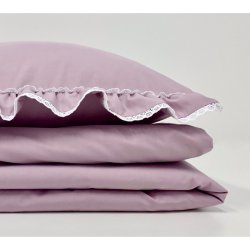 Sengetj med blonder - Stvet lavendel