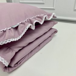 Sengetj med blonder - Stvet lavendel