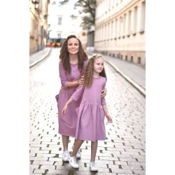 Kjole med lommer - Mor og datter - 128/134 + 38/40