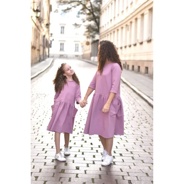 Kjole med lommer - Mor og datter - 128/134 + 38/40