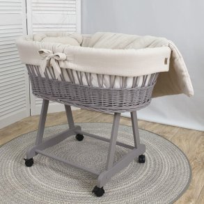 Moseskurv - Gr� - Beige stof