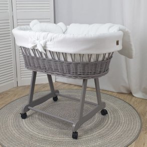 Moseskurv - Gr� - Hvidt stof