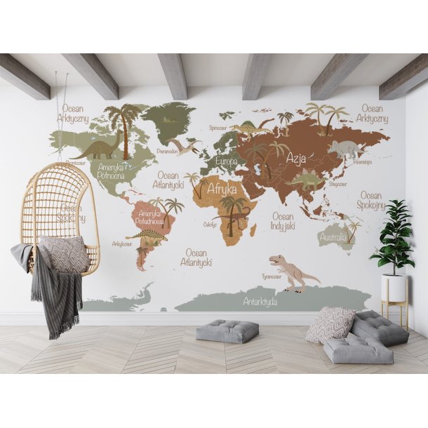 Tapet - Dinosaur verdenskort