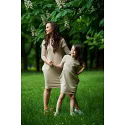 Oversized tunika s�t - Mor og datter - Beige
