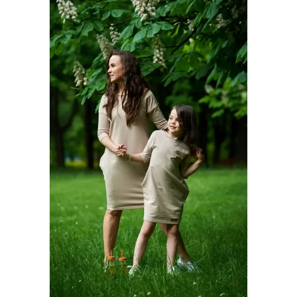 Oversized tunika s�t - Mor og datter - Beige
