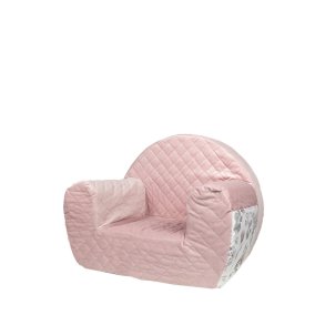 velour lnestol - lyserd med blomster